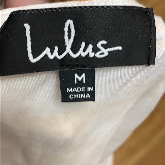 Lulus Callista Yellow White Print Tie Front Dress - Picture 3 of 8